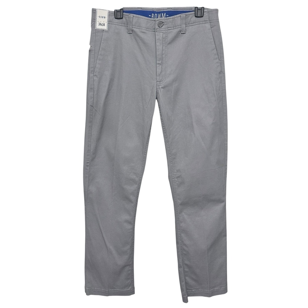 Rowm‎ Pants Men's Size 34x33 Stretch Fabric Grey Flat Front Pockets NWT